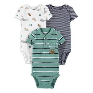 Carter's Child of Mine Baby Boy Bodysuits  3 Pack  12 m